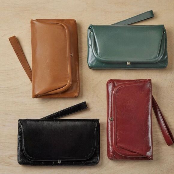 HOBO LAUREN CLUTCH LEATHER WRISTLET WALLET Sage Henna Luxury Leather, NWT - Picture 7 of 15